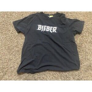 Justin Bieber 2018 Tour Shirt Short Sleeve Black with White Lettering Size Large